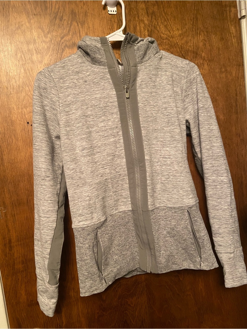 Athleta Heather Gray Zip Hooded Pullover